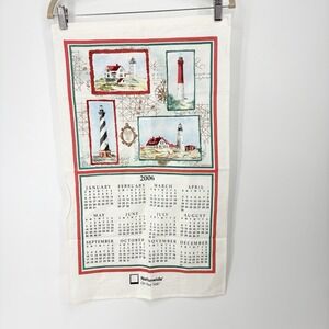 2006 Linen Calendar Tea Towel Wall Hanging Lighthouses Lynnea Washburn Kitsch